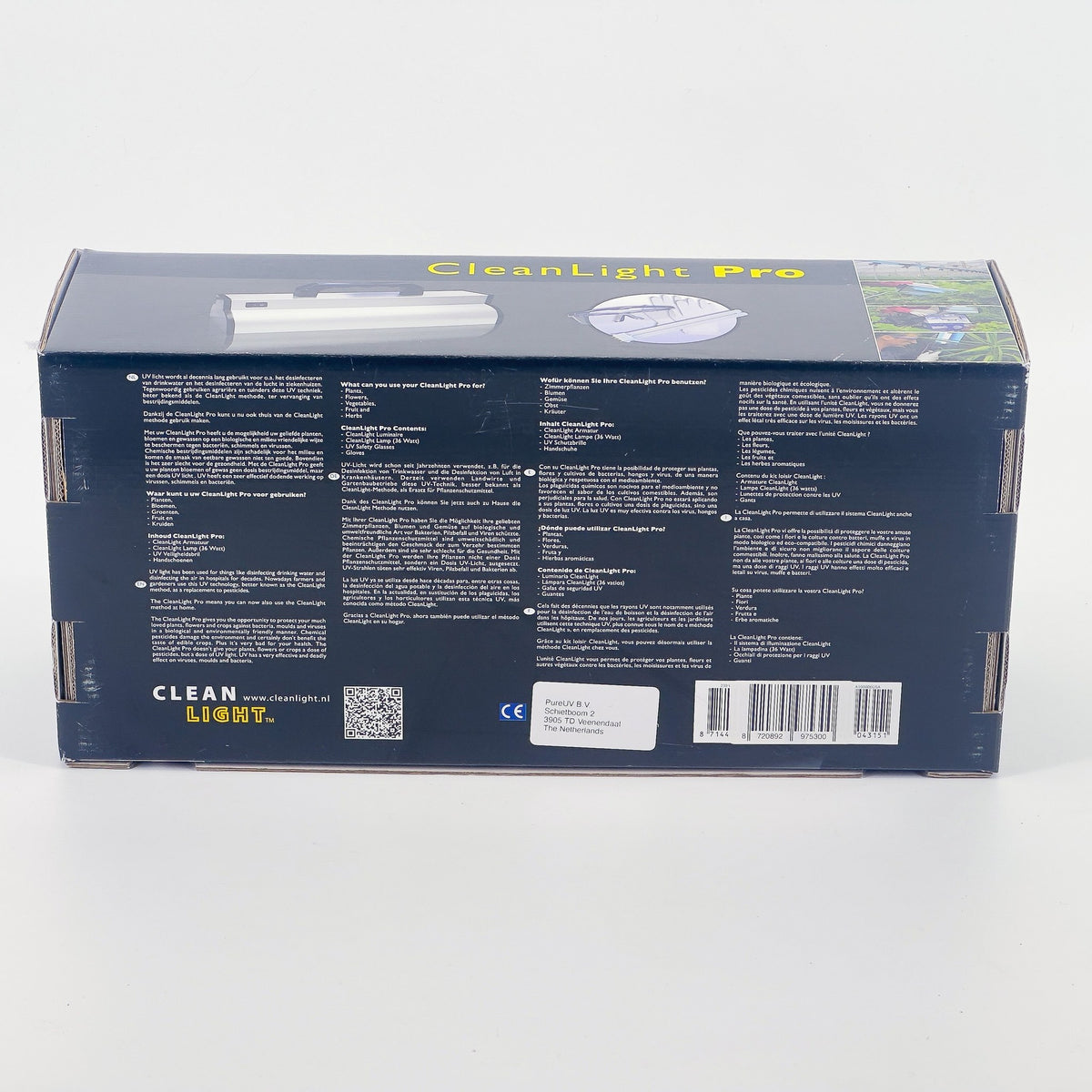 CleanLight Pro box, back side